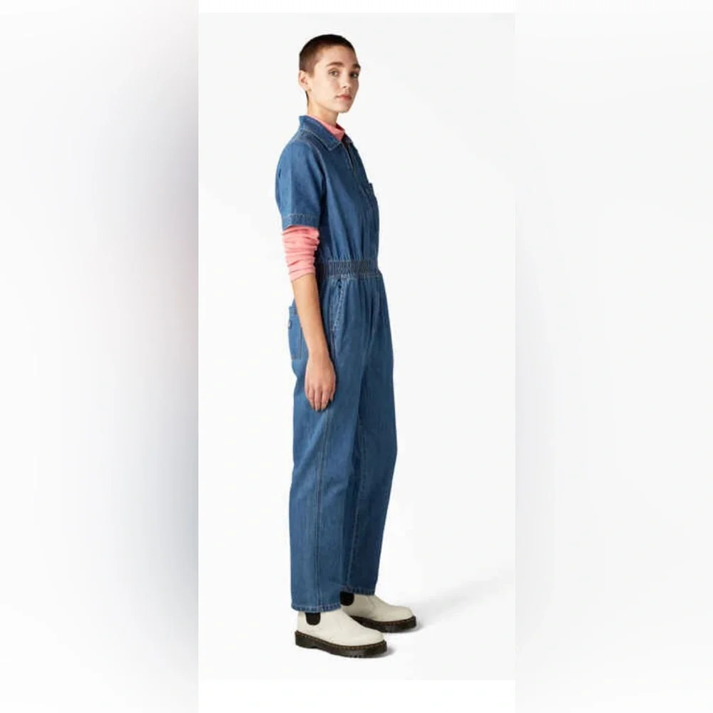 Dickies Houston Regular Fit‎ Denim jeans smocked Coveralls jumper size small new